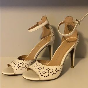White Cut Out Heels
